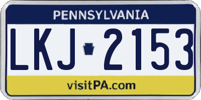 PA license plate LKJ2153