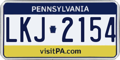 PA license plate LKJ2154