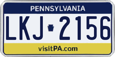 PA license plate LKJ2156