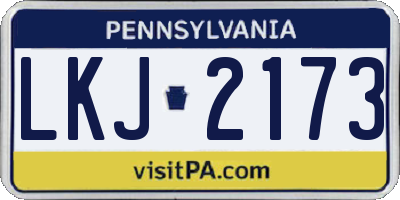 PA license plate LKJ2173