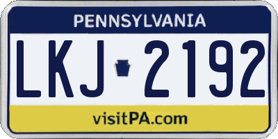 PA license plate LKJ2192