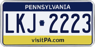 PA license plate LKJ2223