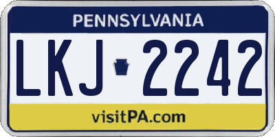 PA license plate LKJ2242