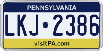PA license plate LKJ2386