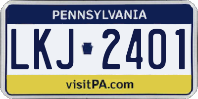 PA license plate LKJ2401