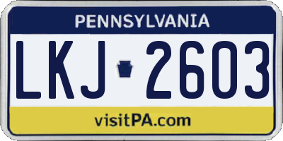 PA license plate LKJ2603