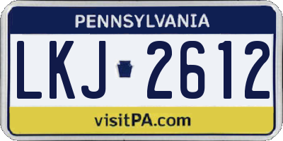 PA license plate LKJ2612