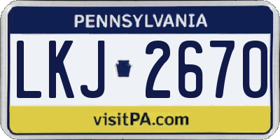 PA license plate LKJ2670
