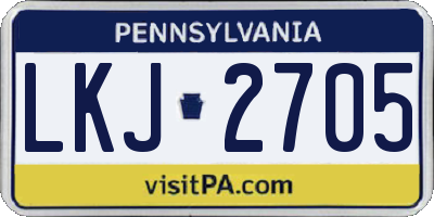 PA license plate LKJ2705
