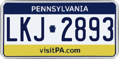 PA license plate LKJ2893