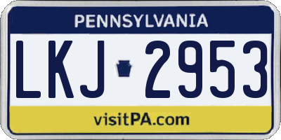 PA license plate LKJ2953