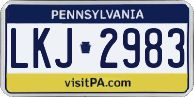 PA license plate LKJ2983