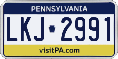 PA license plate LKJ2991