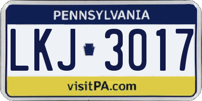 PA license plate LKJ3017