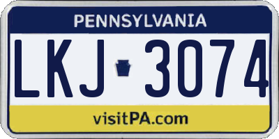 PA license plate LKJ3074