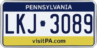 PA license plate LKJ3089