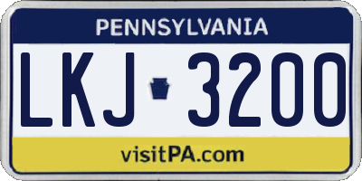 PA license plate LKJ3200