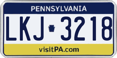 PA license plate LKJ3218