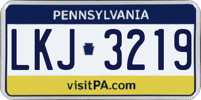 PA license plate LKJ3219