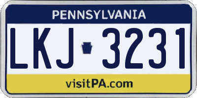 PA license plate LKJ3231