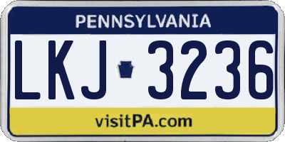 PA license plate LKJ3236