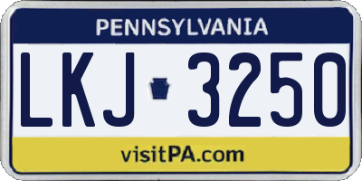 PA license plate LKJ3250