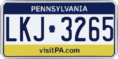 PA license plate LKJ3265