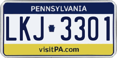 PA license plate LKJ3301