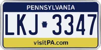 PA license plate LKJ3347