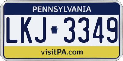 PA license plate LKJ3349