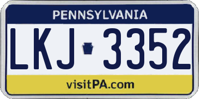 PA license plate LKJ3352