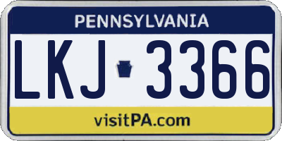 PA license plate LKJ3366