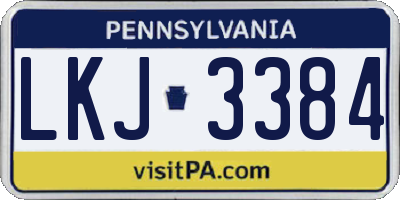 PA license plate LKJ3384