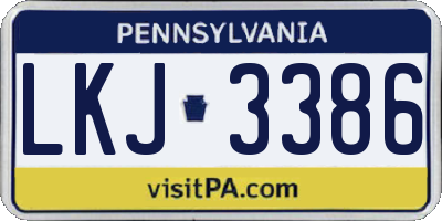 PA license plate LKJ3386