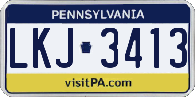 PA license plate LKJ3413