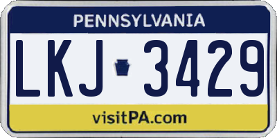 PA license plate LKJ3429