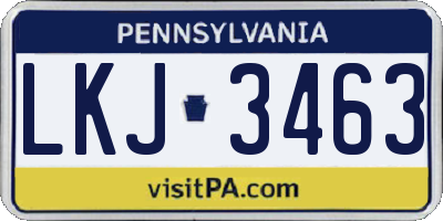 PA license plate LKJ3463