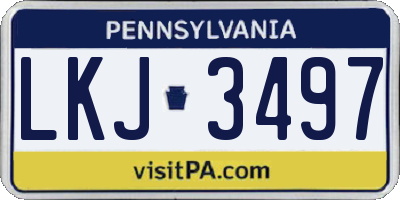 PA license plate LKJ3497
