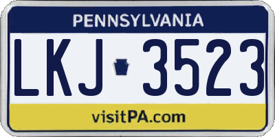 PA license plate LKJ3523