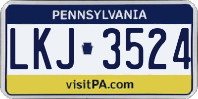 PA license plate LKJ3524