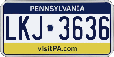 PA license plate LKJ3636