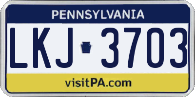 PA license plate LKJ3703