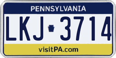 PA license plate LKJ3714