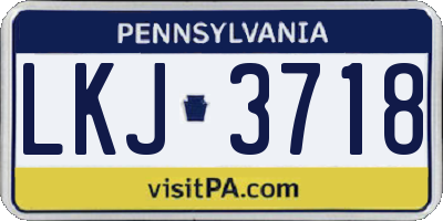 PA license plate LKJ3718