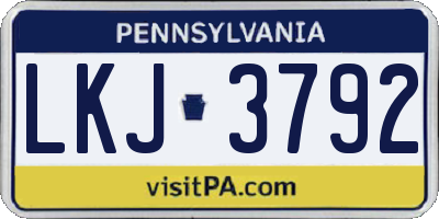 PA license plate LKJ3792