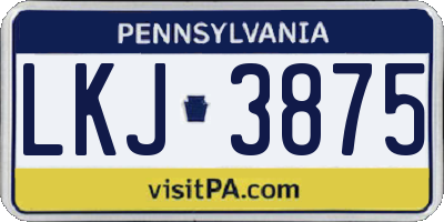 PA license plate LKJ3875