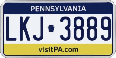 PA license plate LKJ3889