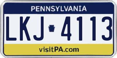 PA license plate LKJ4113