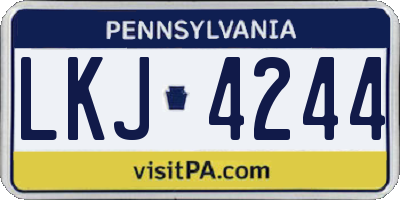PA license plate LKJ4244