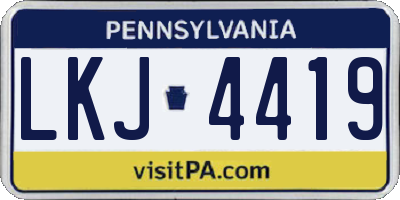 PA license plate LKJ4419